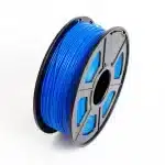 The image shows a spool of Sunlu PLA+ filament in a deep blue color. The filament is neatly wound onto a black plastic spool, featuring multiple cutout sections that reveal the vibrant blue filament inside. The bold, rich color makes it suitable for 3D printing projects requiring a strong, vivid hue.