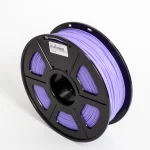 Spool of Sunlu PLA+ 3D printing filament in a rich purple color. The filament is smoothly wound around the spool, showing a glossy finish. The spool displays labels with the Sunlu brand, material type (PLA+), filament diameter, and suggested print settings. Cut-out sections in the spool reveal the filament for easy monitoring of the remaining amount.